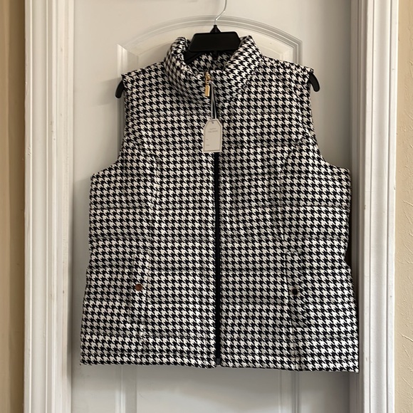 ⏳♻️🆕 New Charter Club Houndstooth Print Puffer Vest Jacket size Large - Picture 3 of 17